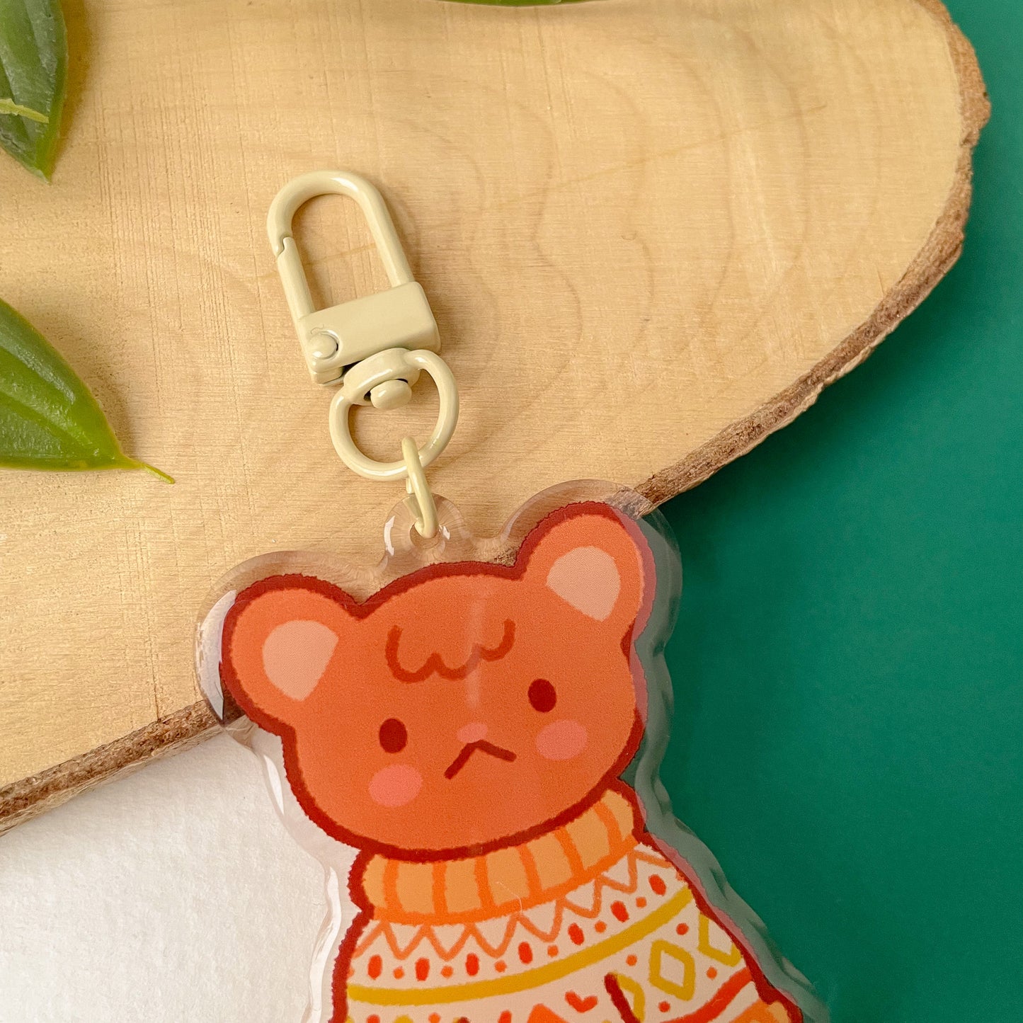 Cozy Knits Bear - Clear Acrylic Keychain