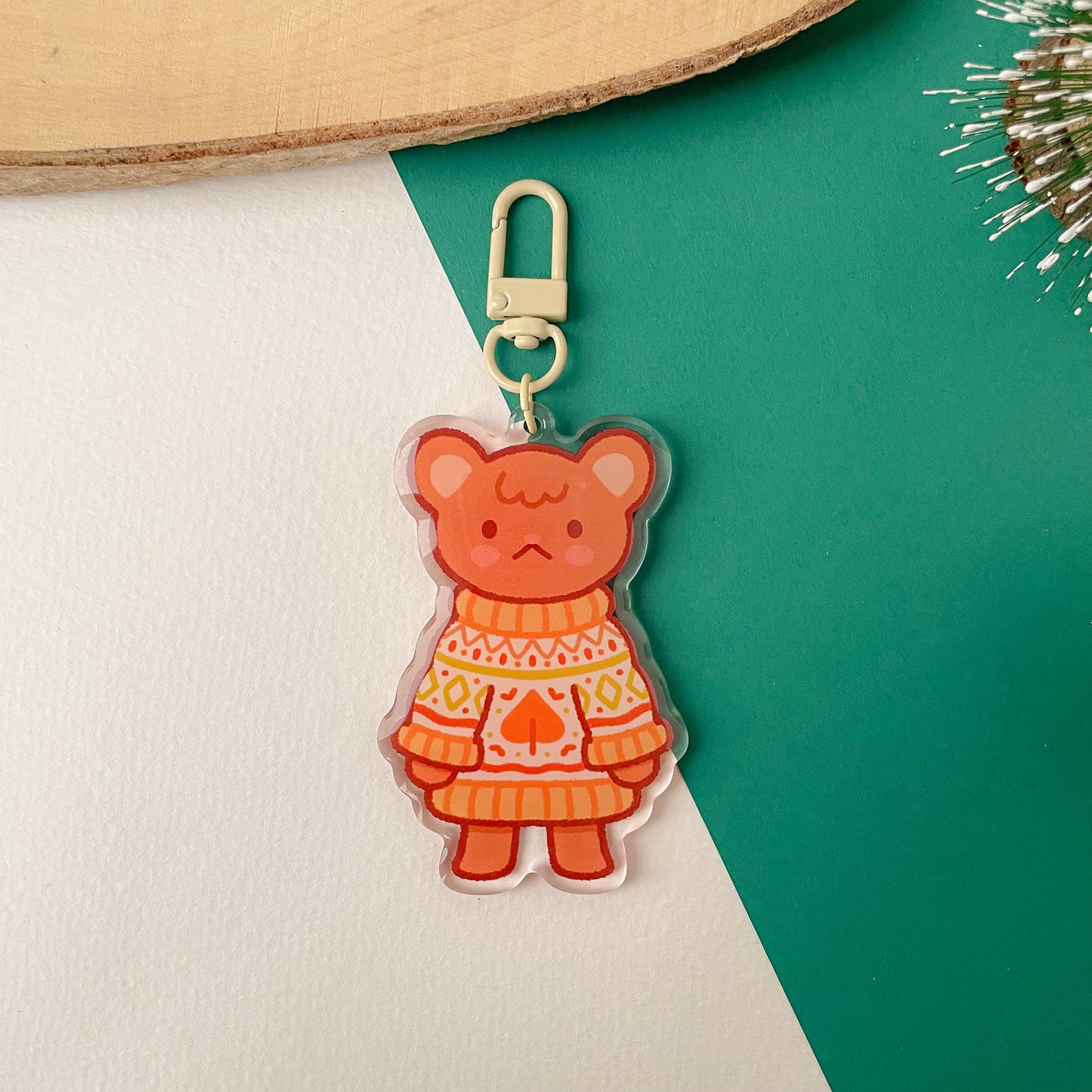 Cozy Knits Bear - Clear Acrylic Keychain