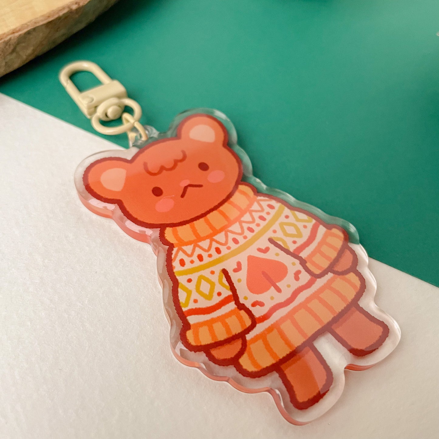 Cozy Knits Bear - Clear Acrylic Keychain