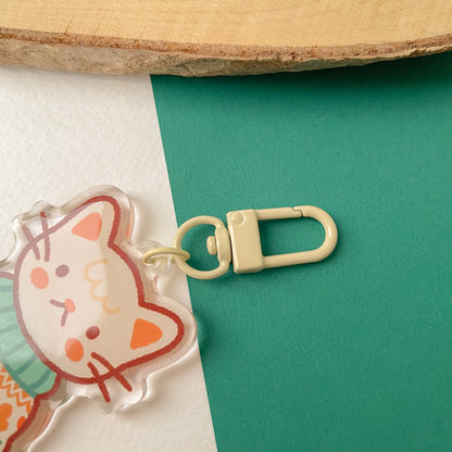 Cozy Knits Cat - Clear Acrylic Keychain