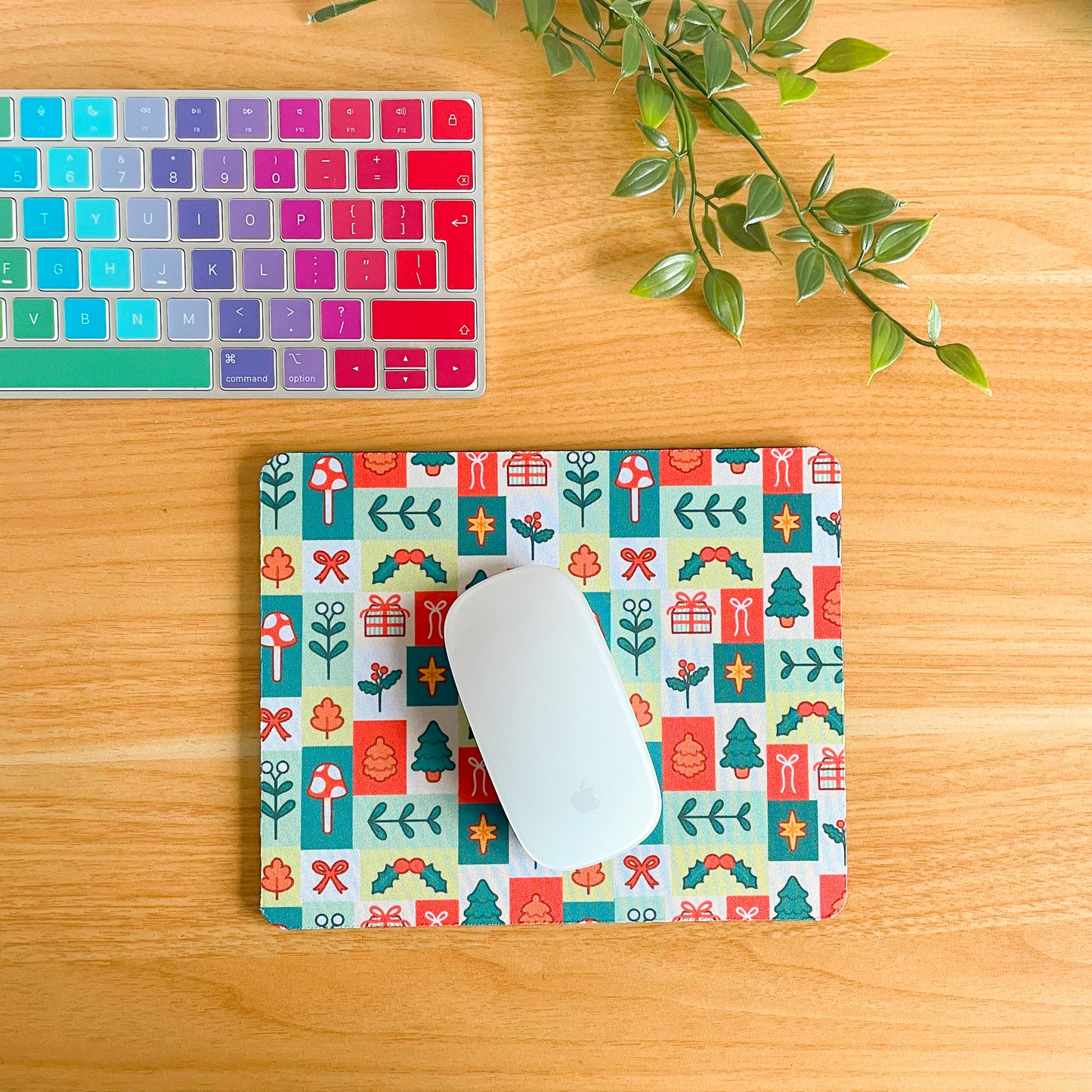 Festive Block Pattern - Rectangle Mouse Mat