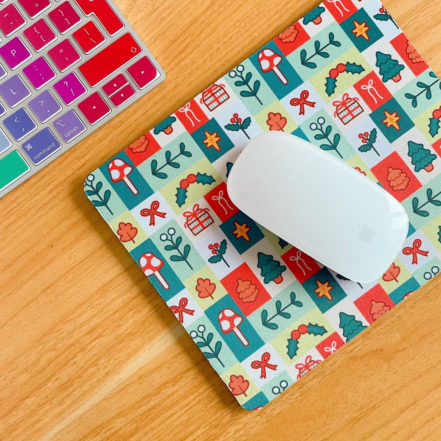 Festive Block Pattern - Rectangle Mouse Mat