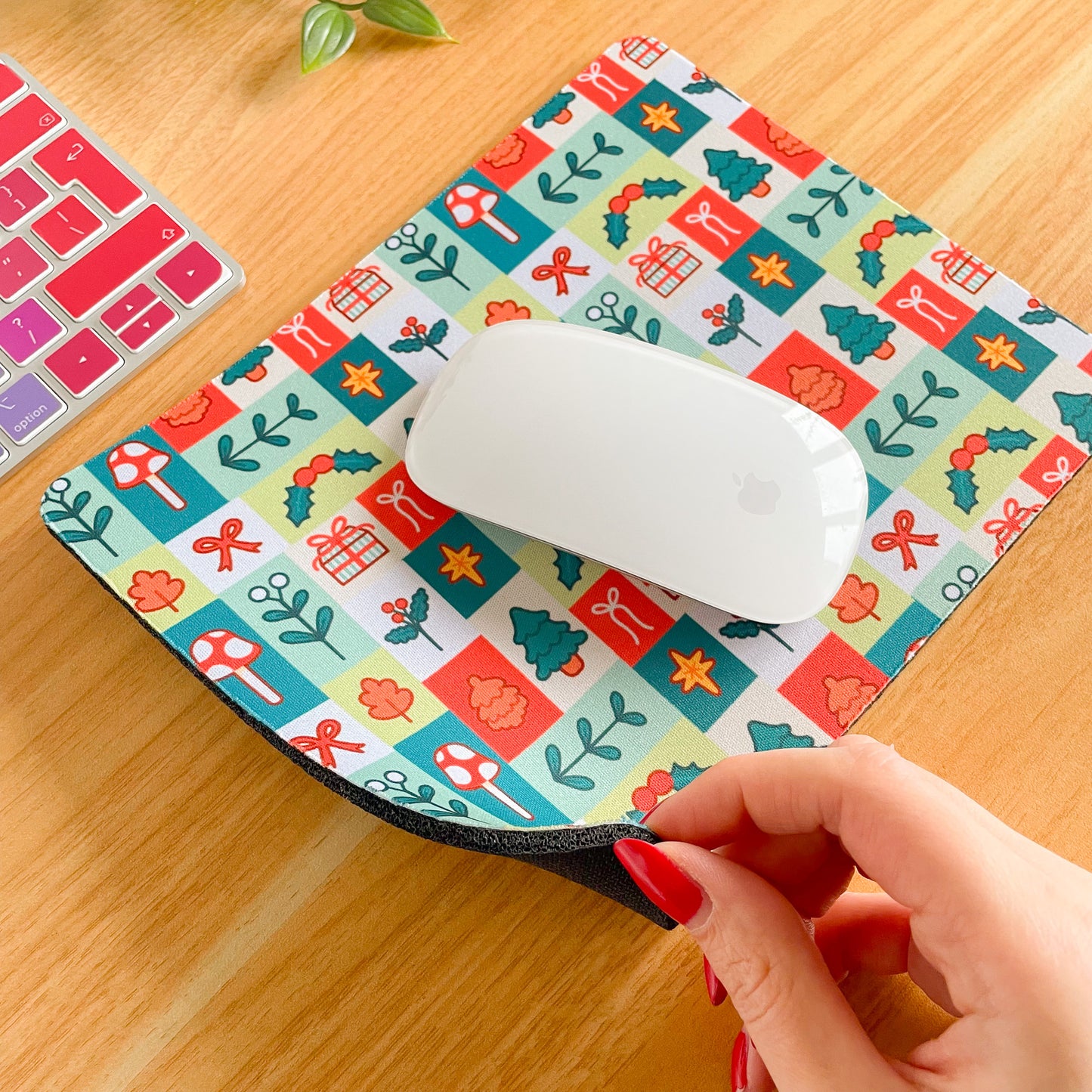 Festive Block Pattern - Rectangle Mouse Mat