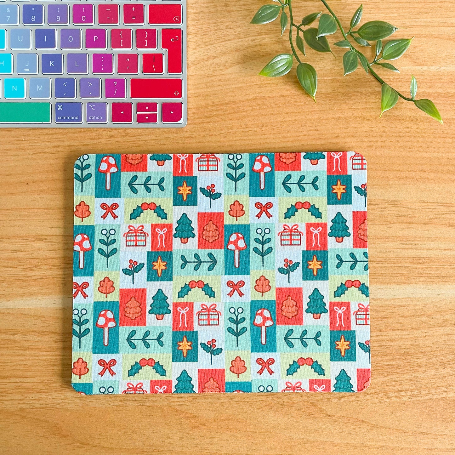 Festive Block Pattern - Rectangle Mouse Mat