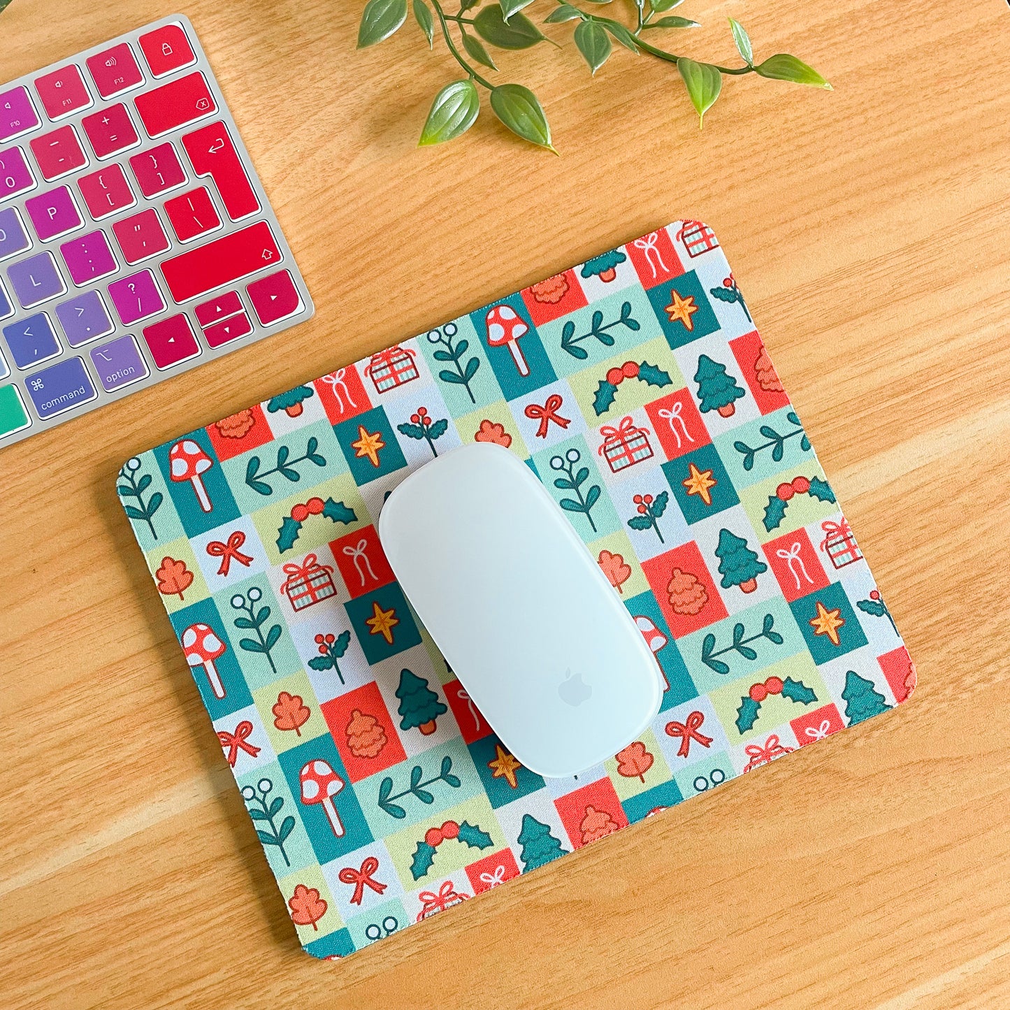 Festive Block Pattern - Rectangle Mouse Mat