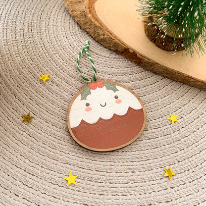 Christmas Pud - Wooden Decoration