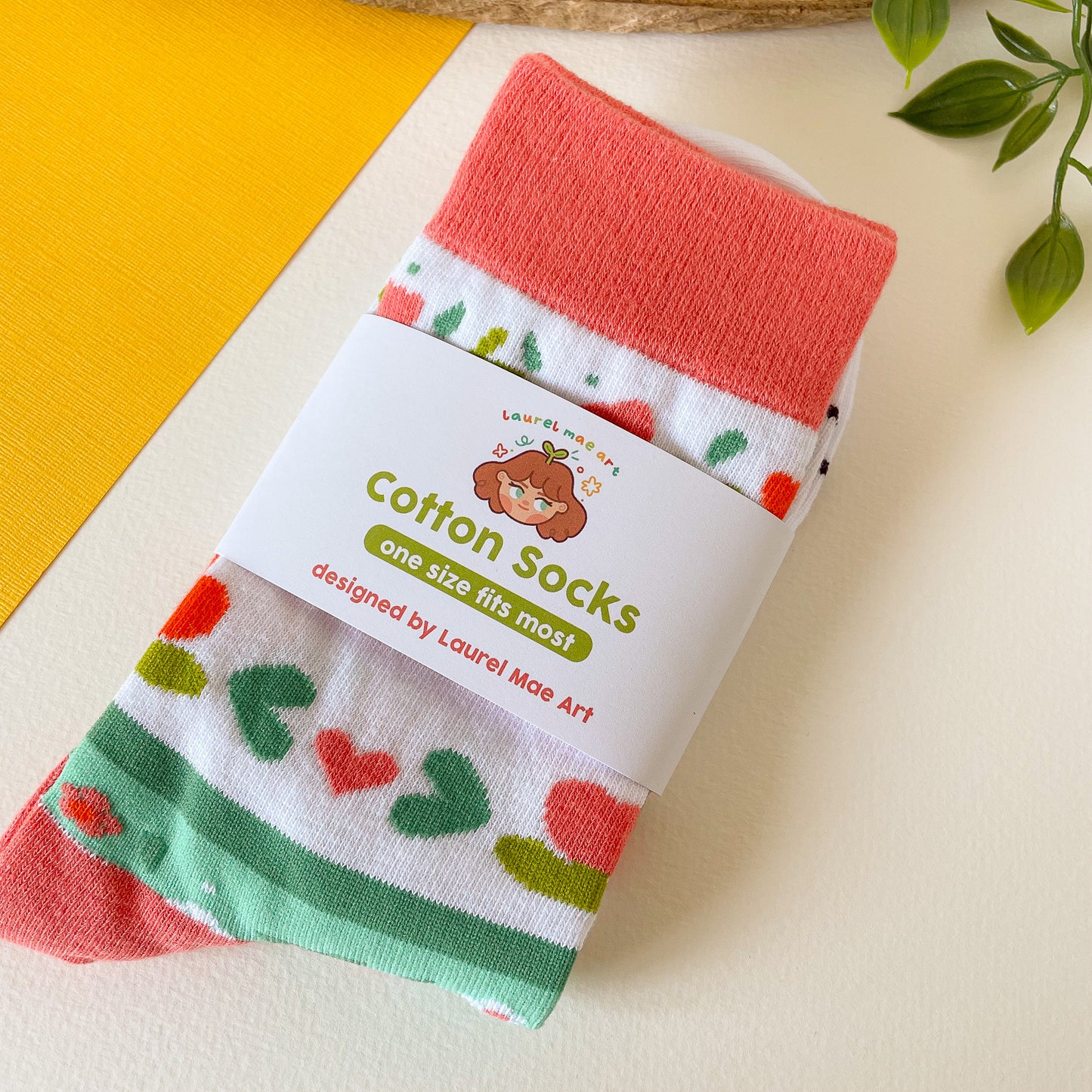Crème the Cat Tulip Pattern - Cotton Socks