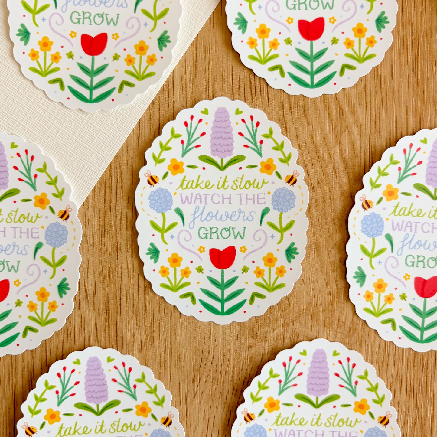 Take it Slow, Watch the Flowers Grow - Matte Vinyl Sticker