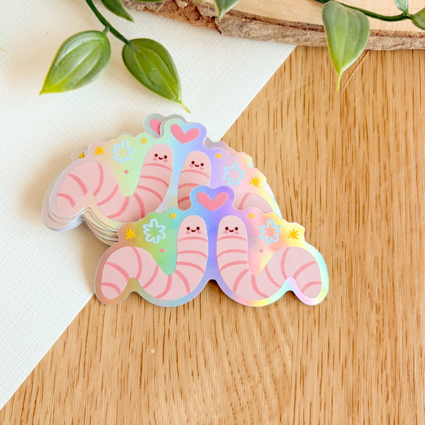 Worm Besties - Iridescent Sticker