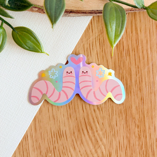 Worm Besties - Iridescent Sticker