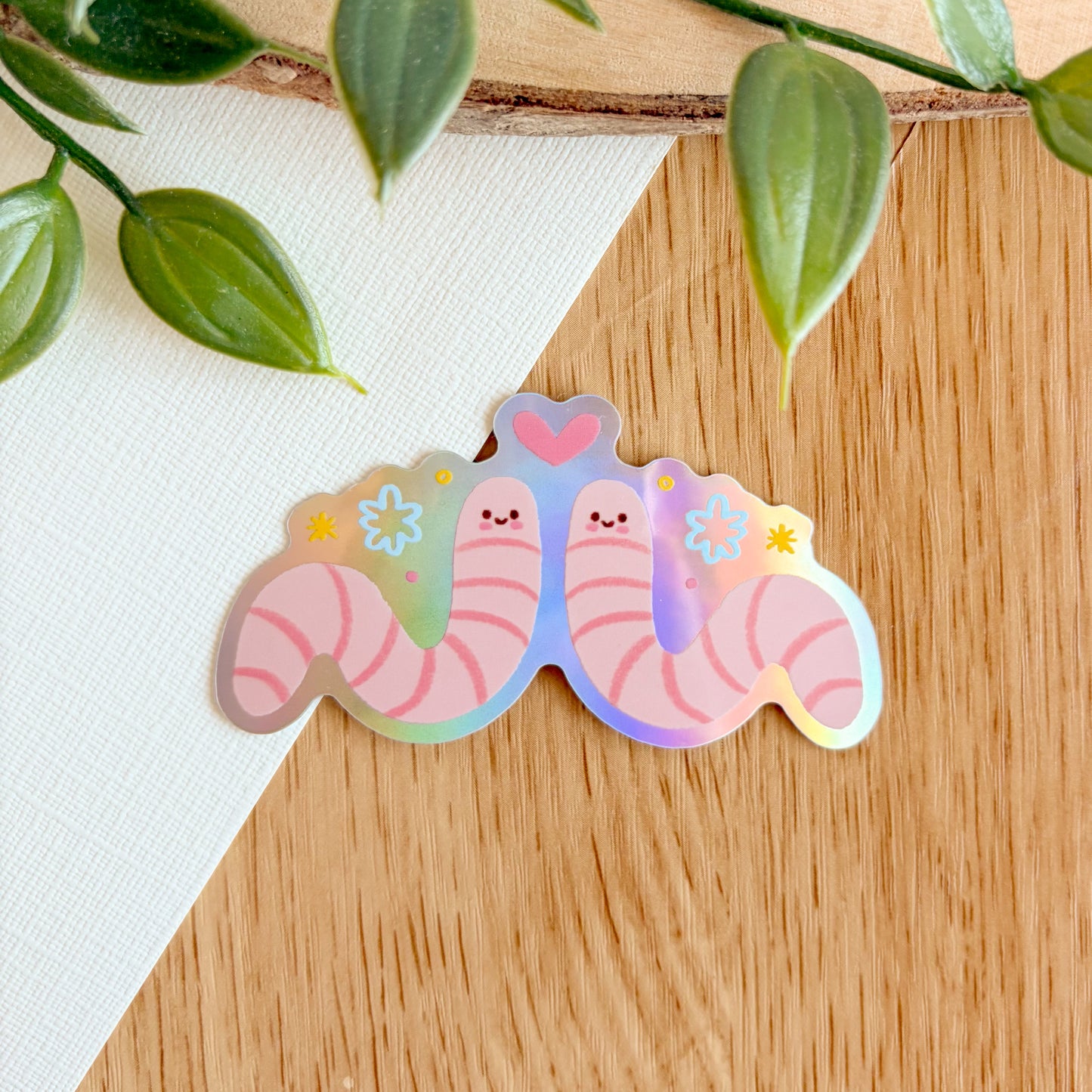Worm Besties - Iridescent Sticker