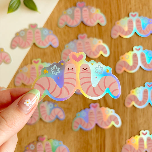 Worm Besties - Iridescent Sticker