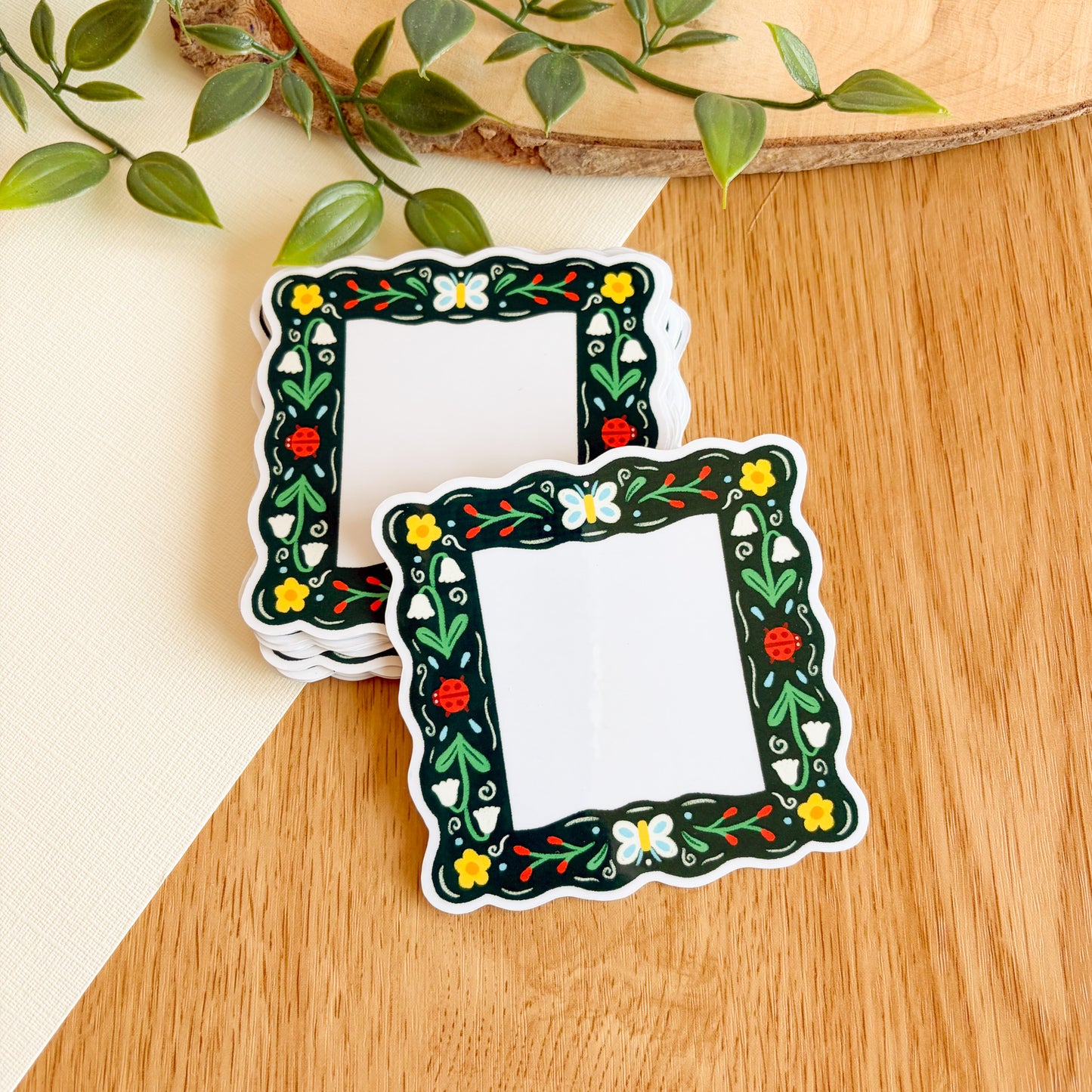 Floral Folk Frame (Dark) - Clear Vinyl Sticker