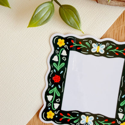 Floral Folk Frame (Dark) - Clear Vinyl Sticker