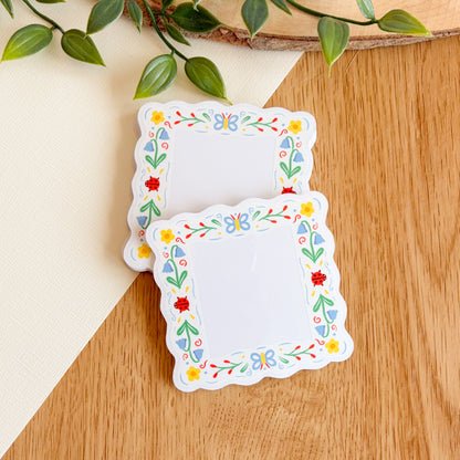 Floral Folk Frame (Light) - Clear Vinyl Sticker