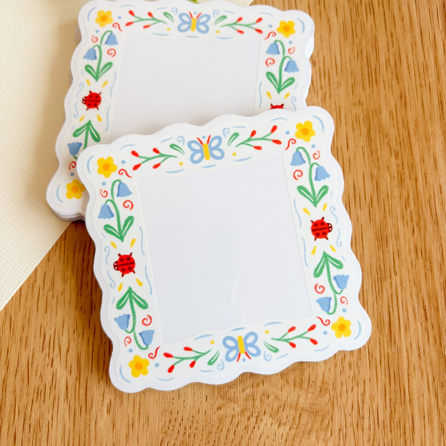 Floral Folk Frame (Light) - Clear Vinyl Sticker