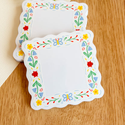 Floral Folk Frame (Light) - Clear Vinyl Sticker