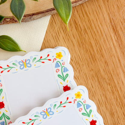 Floral Folk Frame (Light) - Clear Vinyl Sticker