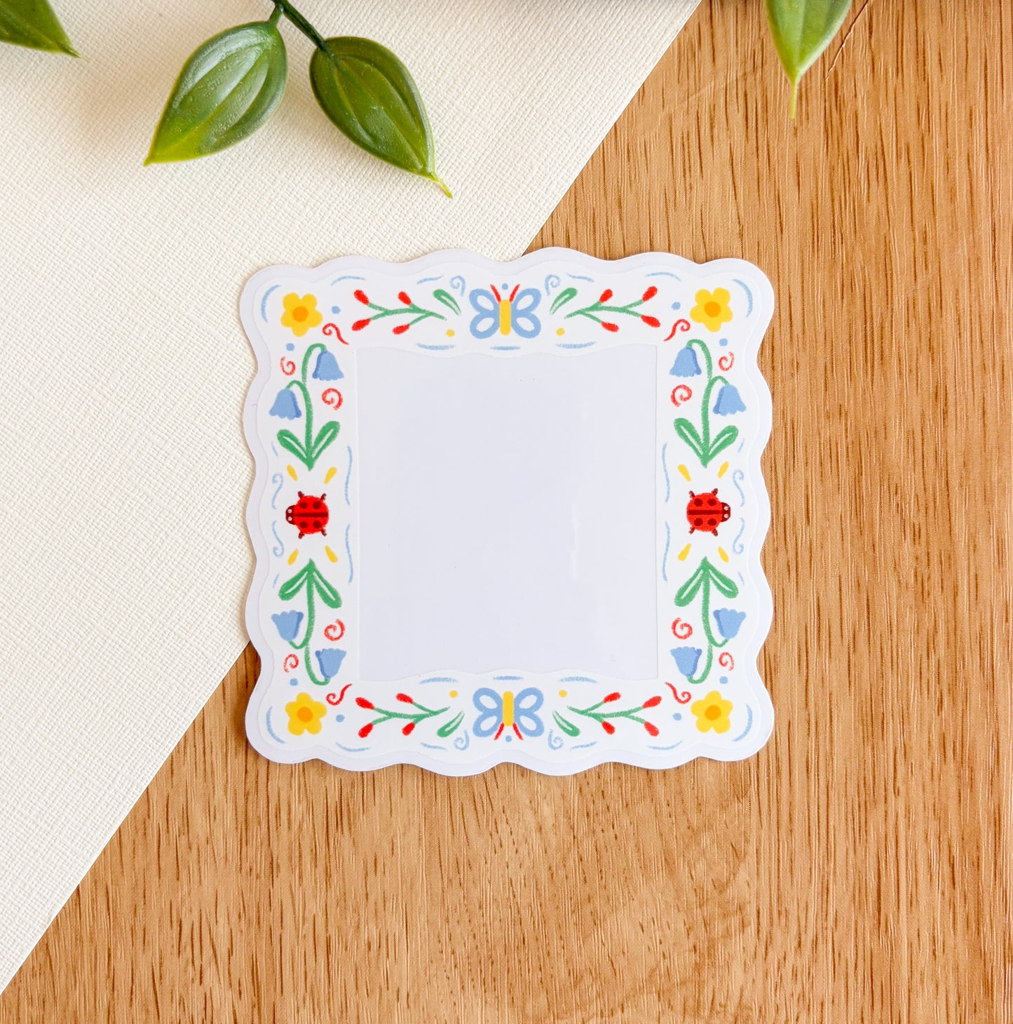 Floral Folk Frame (Light) - Clear Vinyl Sticker