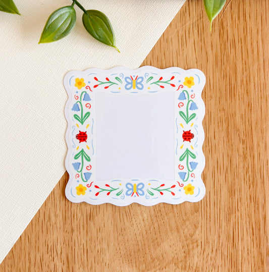 Floral Folk Frame (Light) - Clear Vinyl Sticker