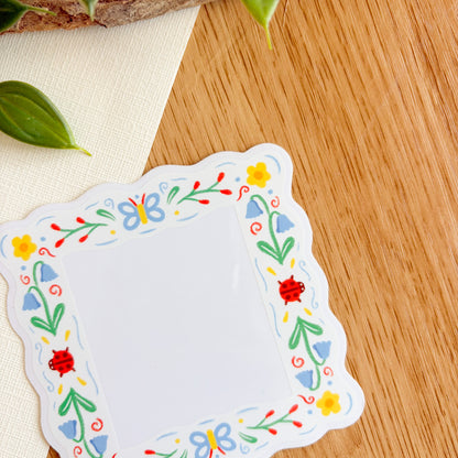 Floral Folk Frame (Light) - Clear Vinyl Sticker