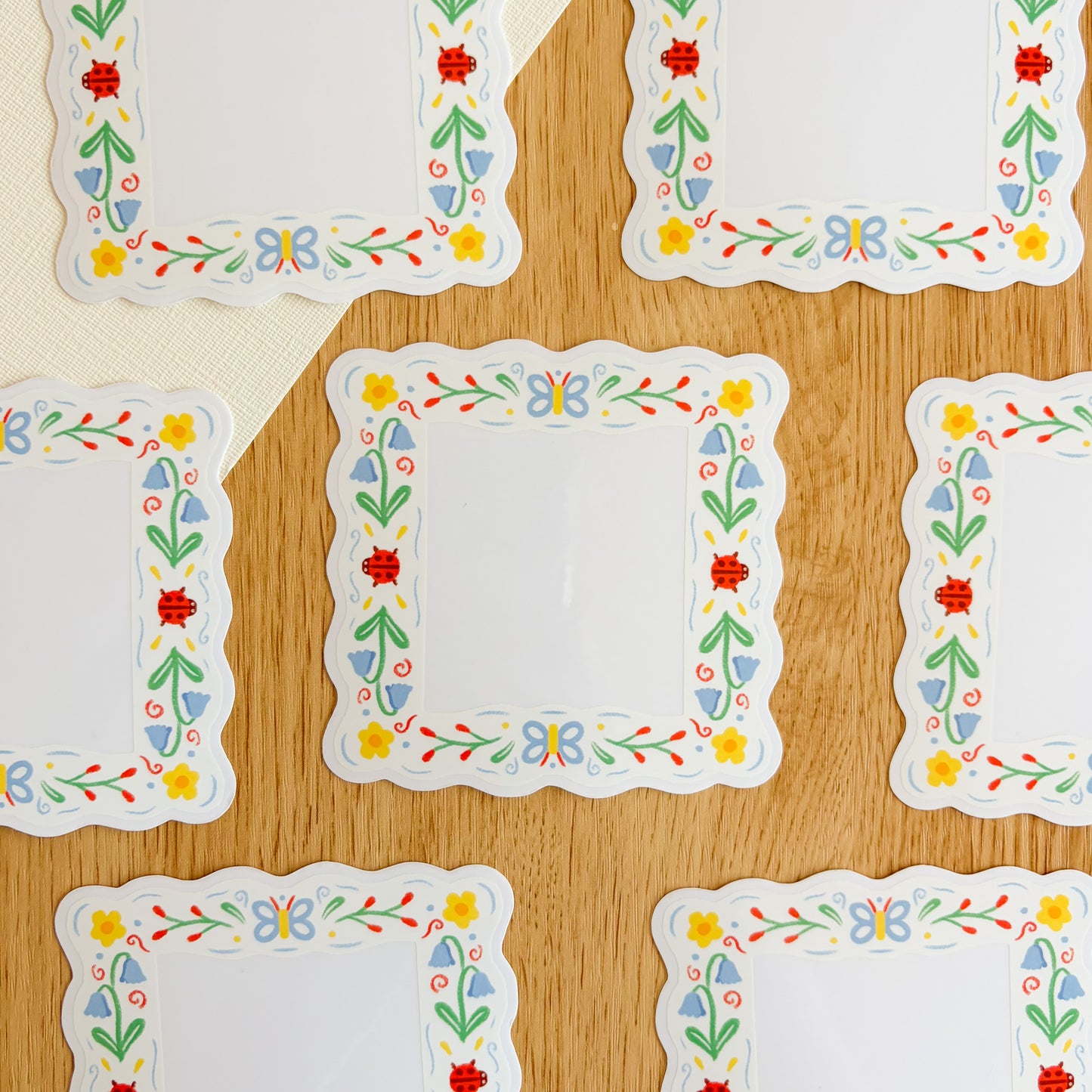 Floral Folk Frame (Light) - Clear Vinyl Sticker
