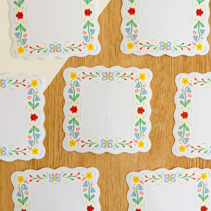 Floral Folk Frame (Light) - Clear Vinyl Sticker