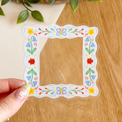 Floral Folk Frame (Light) - Clear Vinyl Sticker