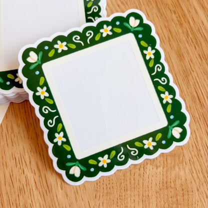Scalloped Daisy Frame (Green) - Clear Vinyl Sticker