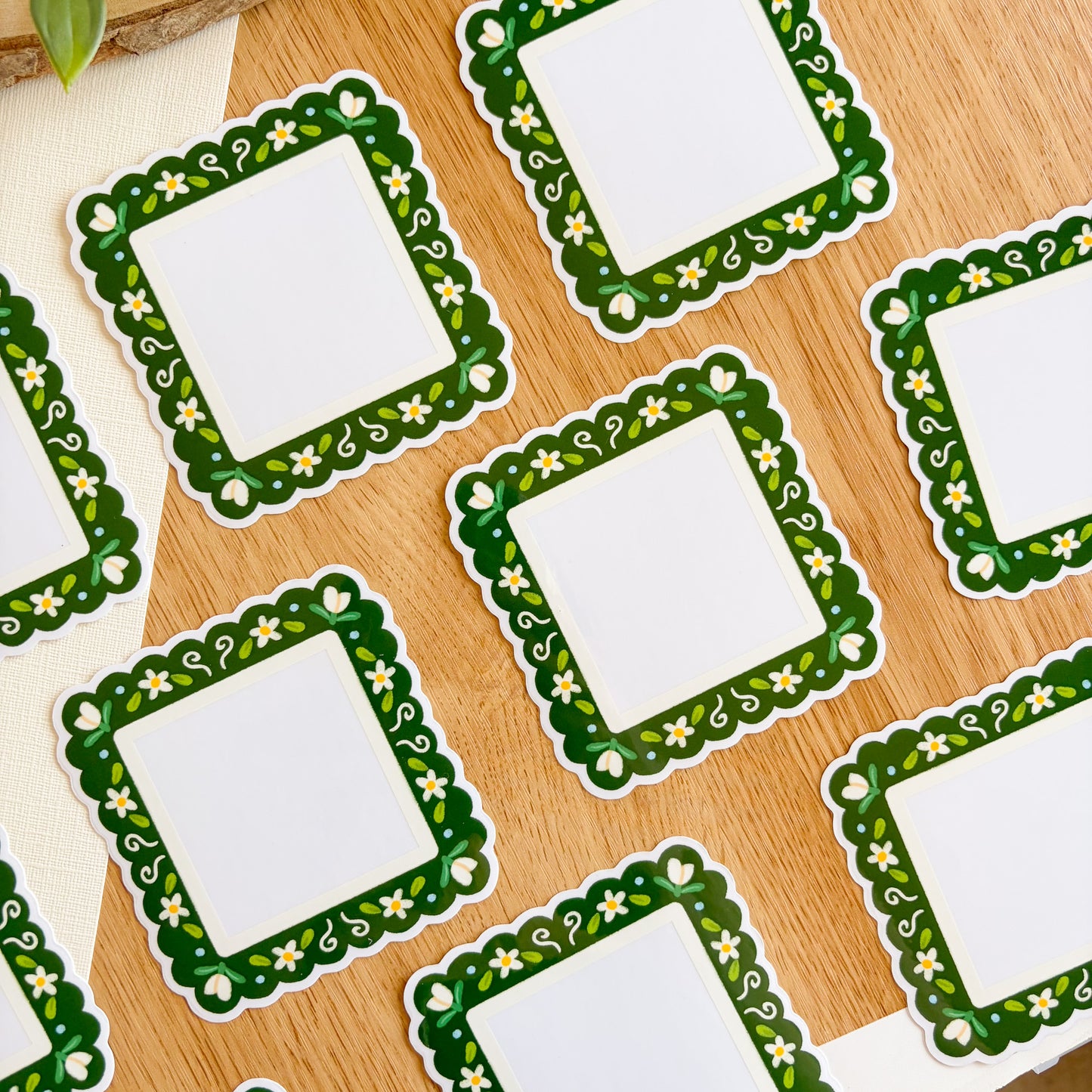 Scalloped Daisy Frame (Green) - Clear Vinyl Sticker