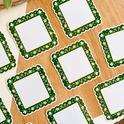 Scalloped Daisy Frame (Green) - Clear Vinyl Sticker