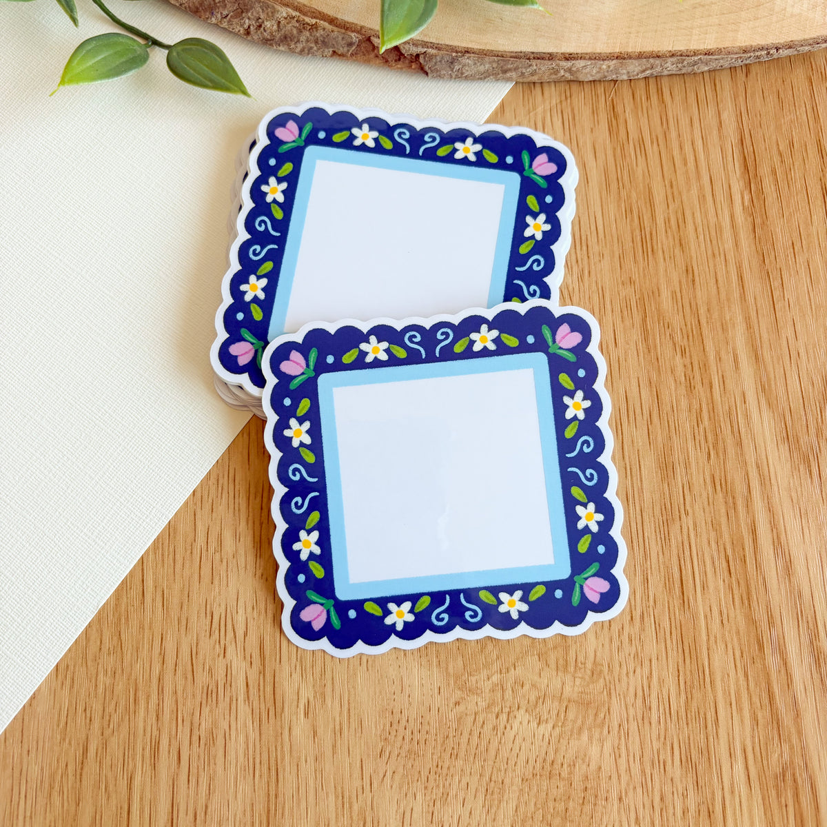 Scalloped Daisy Frame (Purple & Blue) - Clear Vinyl Sticker