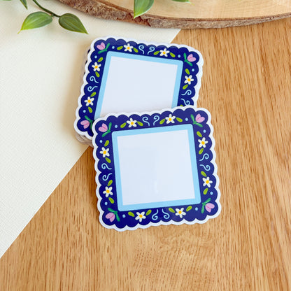 Scalloped Daisy Frame (Purple & Blue) - Clear Vinyl Sticker
