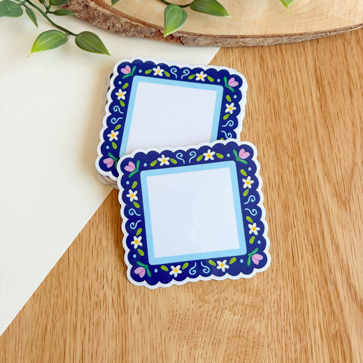 Scalloped Daisy Frame (Purple & Blue) - Clear Vinyl Sticker