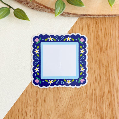 Scalloped Daisy Frame (Purple & Blue) - Clear Vinyl Sticker
