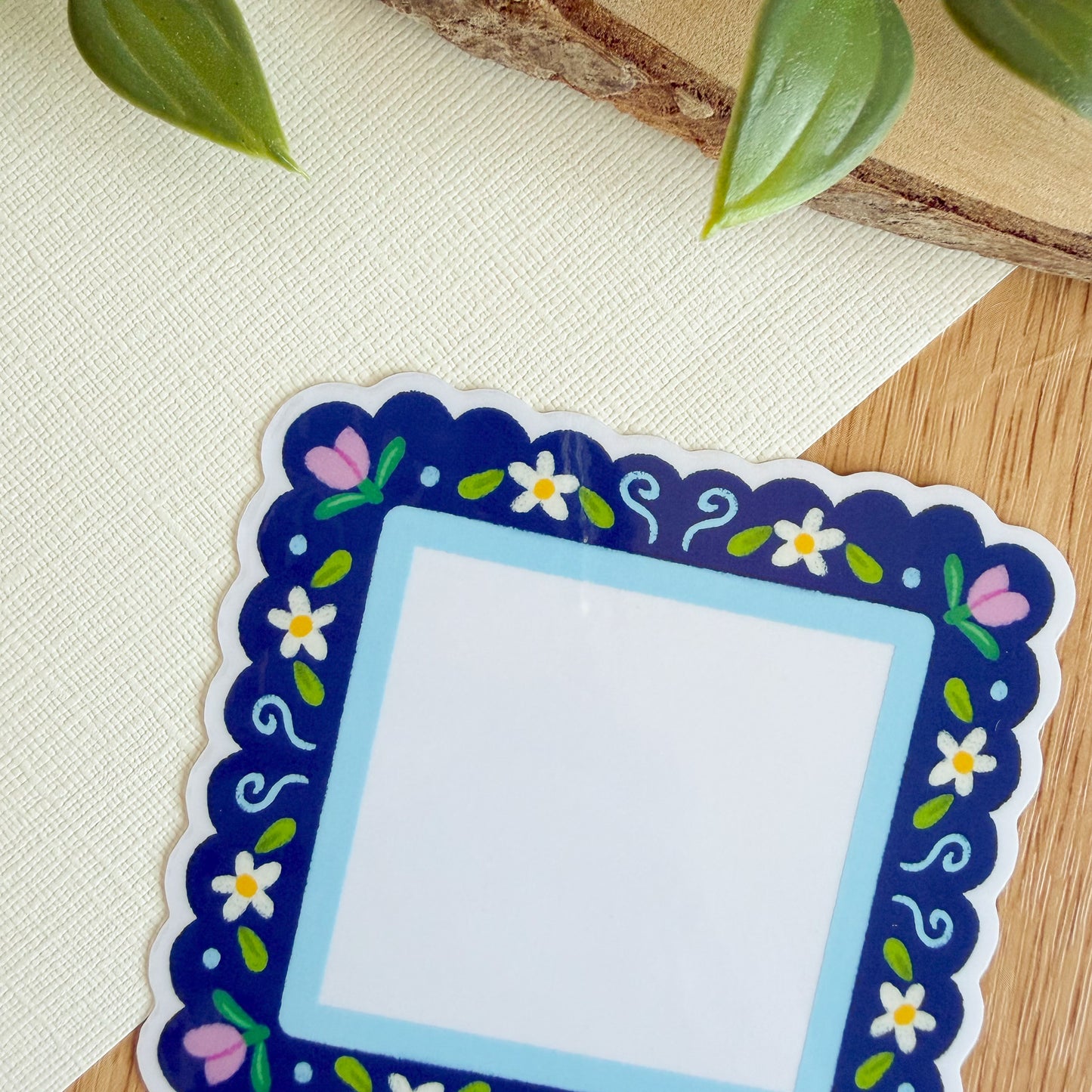 Scalloped Daisy Frame (Purple & Blue) - Clear Vinyl Sticker