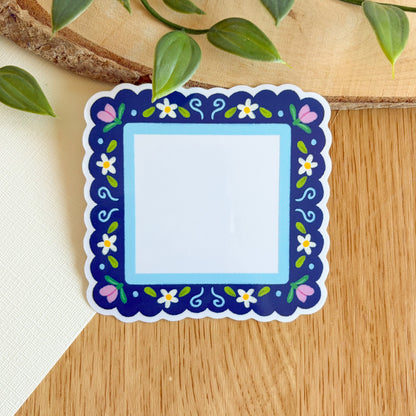 Scalloped Daisy Frame (Purple & Blue) - Clear Vinyl Sticker