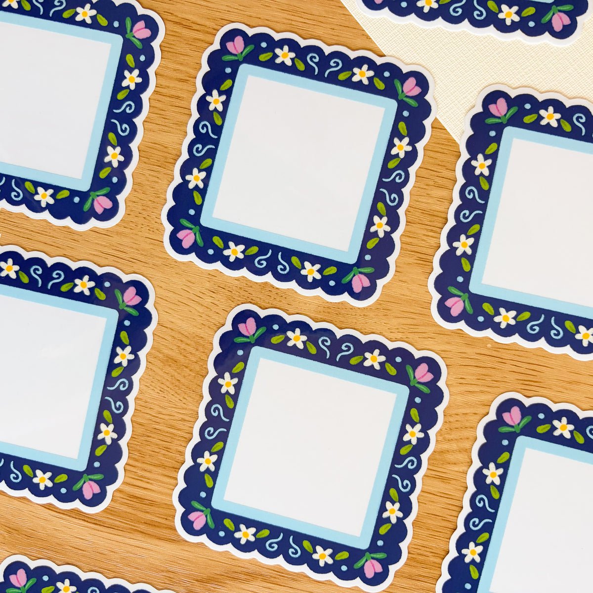 Scalloped Daisy Frame (Purple & Blue) - Clear Vinyl Sticker