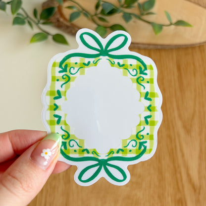 Gingham Ribbon Frame (Green) - Clear Vinyl Sticker