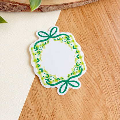 Gingham Ribbon Frame (Green) - Clear Vinyl Sticker