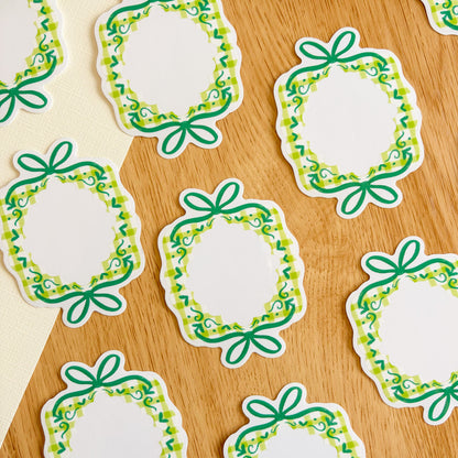 Gingham Ribbon Frame (Green) - Clear Vinyl Sticker
