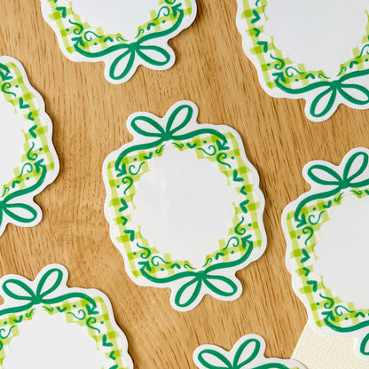 Gingham Ribbon Frame (Green) - Clear Vinyl Sticker