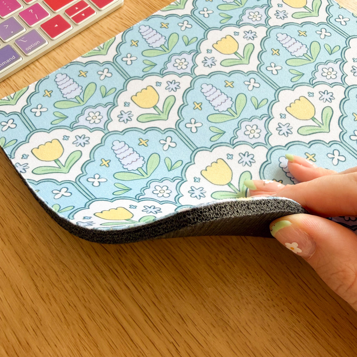 Blue Hyacinth Pattern - Rectangle Mouse Mat