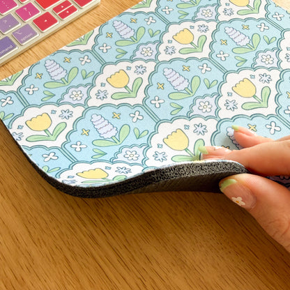 Blue Hyacinth Pattern - Rectangle Mouse Mat