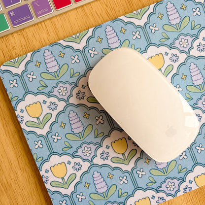 Blue Hyacinth Pattern - Rectangle Mouse Mat