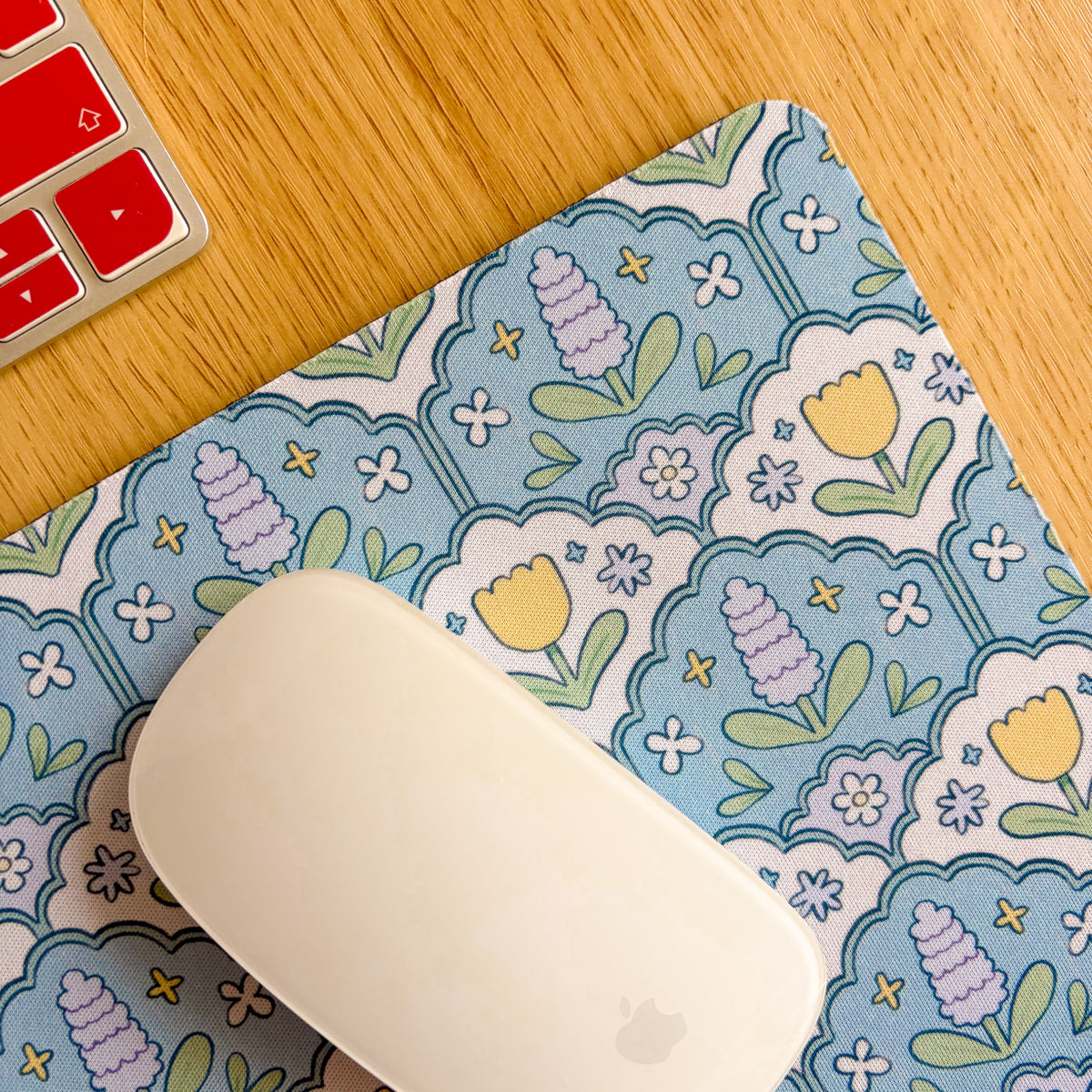 Blue Hyacinth Pattern - Rectangle Mouse Mat