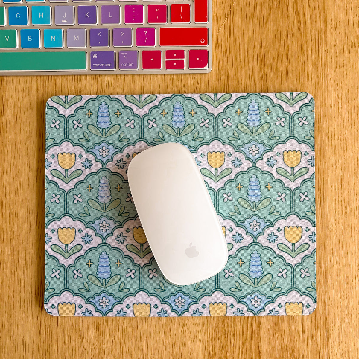Green Hyacinth Pattern - Rectangle Mouse Mat