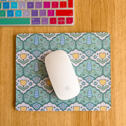 Green Hyacinth Pattern - Rectangle Mouse Mat
