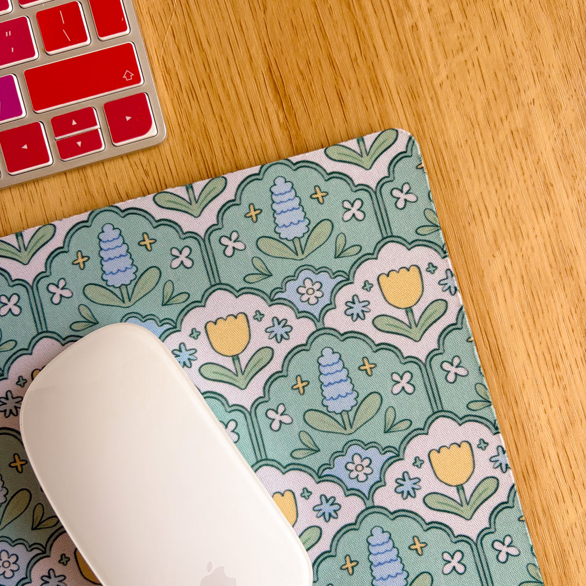 Green Hyacinth Pattern - Rectangle Mouse Mat