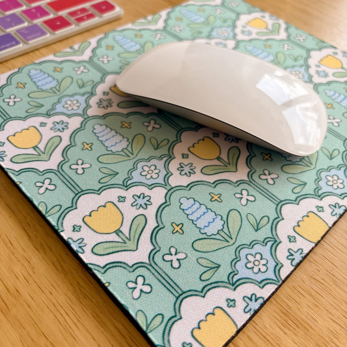 Green Hyacinth Pattern - Rectangle Mouse Mat